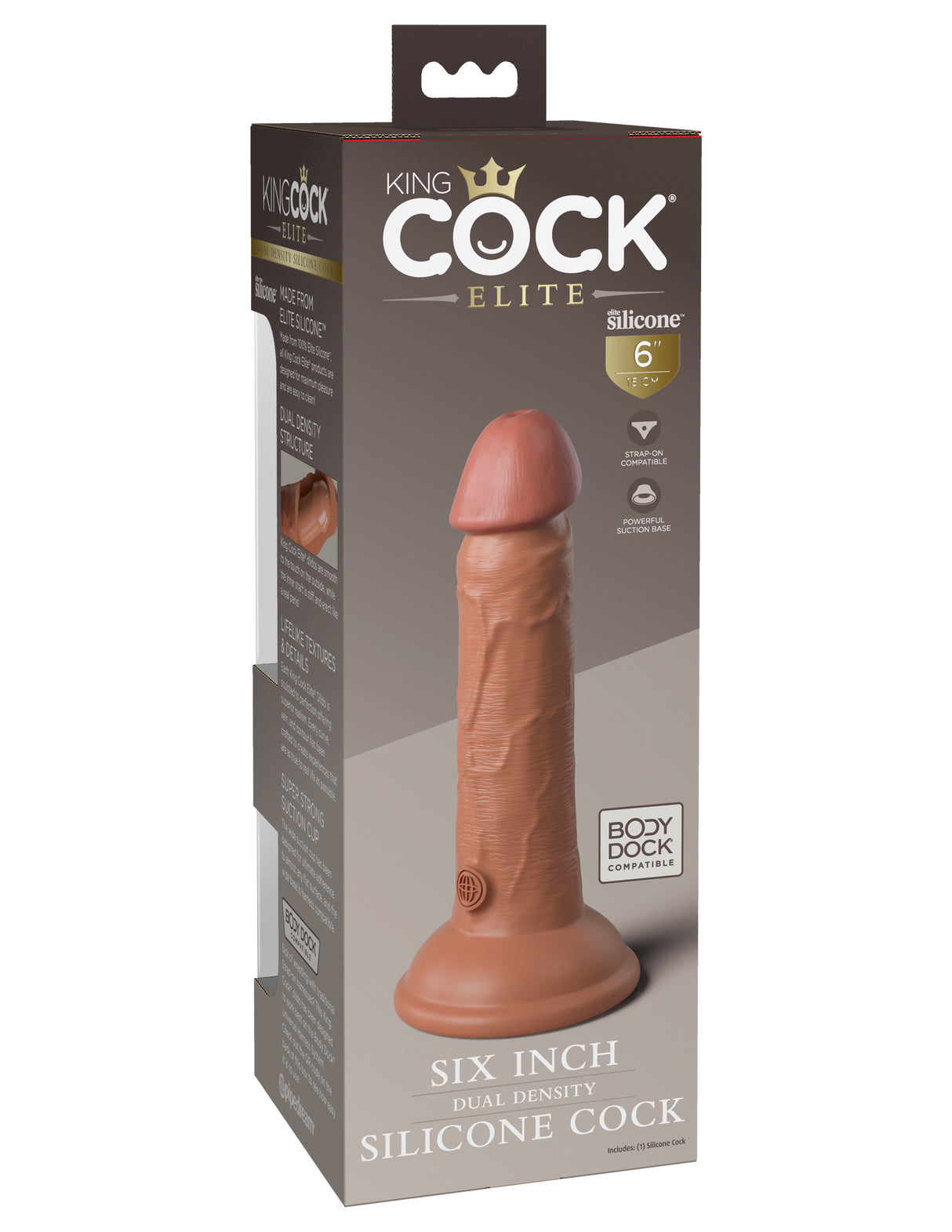 King Cock Elite Silicone Dual-Density Cock Dildo 6 in. Tan