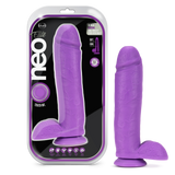 Neo Elite - 10 inch Silicone Dual Density Dildo with Balls - Purple