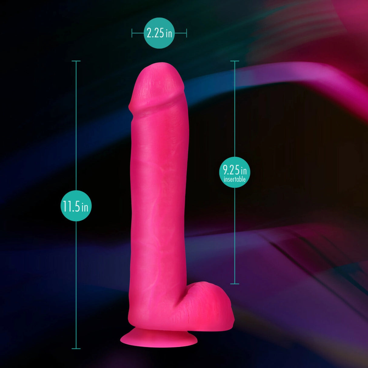 Neo Elite 11 inch Silicone Dual Density Dildo with Balls -Pink/Purple