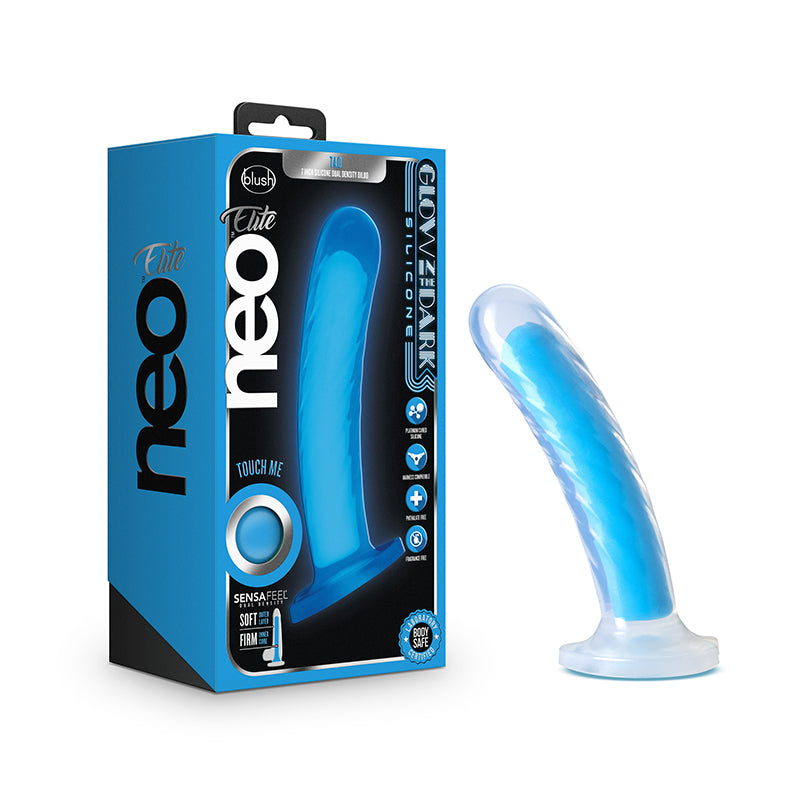 Neo Elite - Glow in the Dark Tao - 7-Inch Dual-Density Dildo - Neon Blue