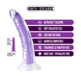 Neo Elite Glow-in-the-Dark - 7-inch Silicone Dual Density Suction Dildo - Neon Purple