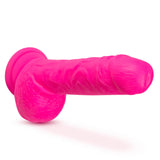 Neo Elite - 9 Inch Silicone Dual Density Dildo with Balls - Neon Pink