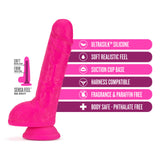 Neo Elite - 9 Inch Silicone Dual Density Dildo with Balls - Neon Pink