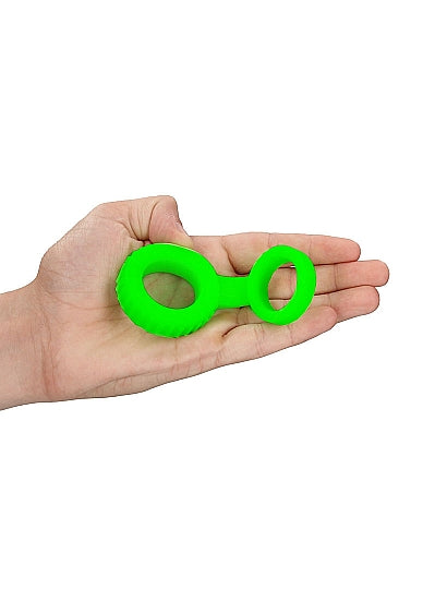 Ouch! Glow in the Dark Cockring & Ball Strap Neon Green