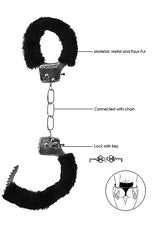 Ouch! Pleasure Handcuffs Furry - Black - Purple