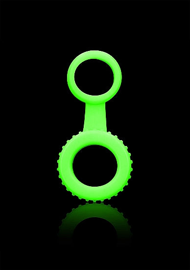 Ouch! Glow in the Dark Cockring & Ball Strap Neon Green