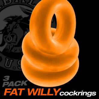 Oxballs Fat Willy 3-Pack Jumbo Cockrings Orange