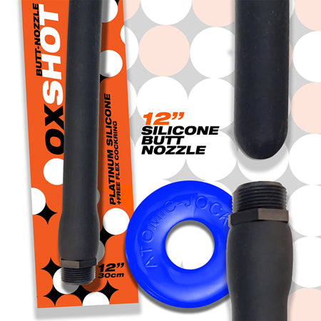Oxballs OxShots Silicone 12 inch Shower Butt Nozzle w/ Cockring