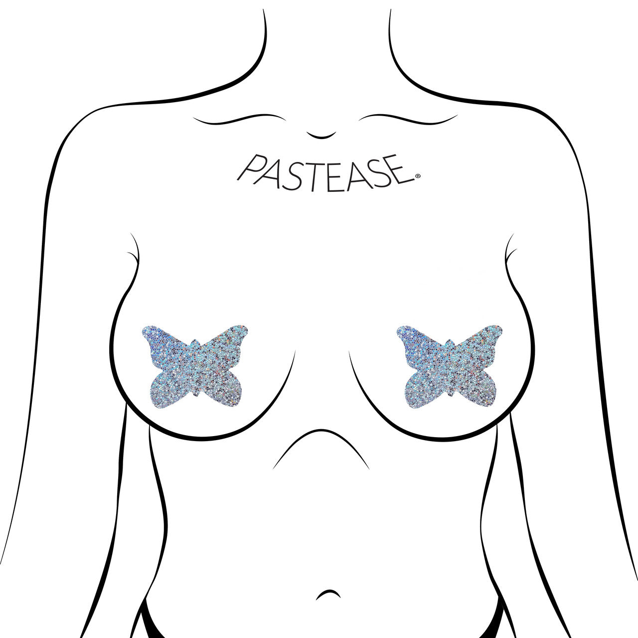 Pastease Butterfly: Baby Blue Glitter Butterflies Nipple Pasties