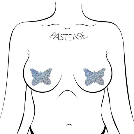 Pastease Butterfly: Baby Blue Glitter Butterflies Nipple Pasties