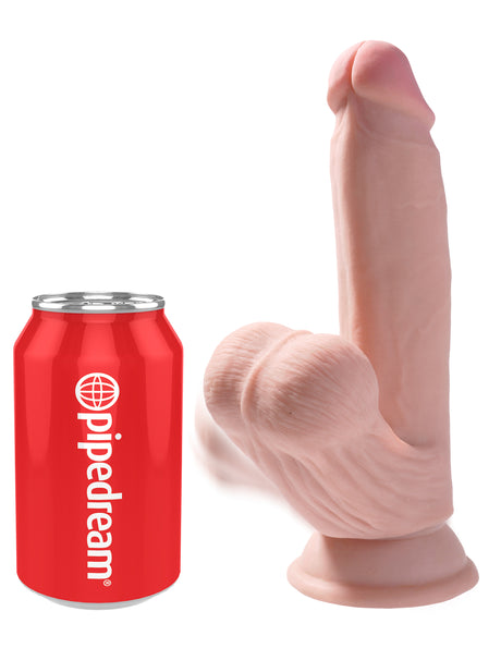 King Cock Triple Density Cock Dildo 7 in with Swinging Balls - Light