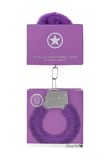 Ouch! Pleasure Handcuffs Furry - Black - Purple