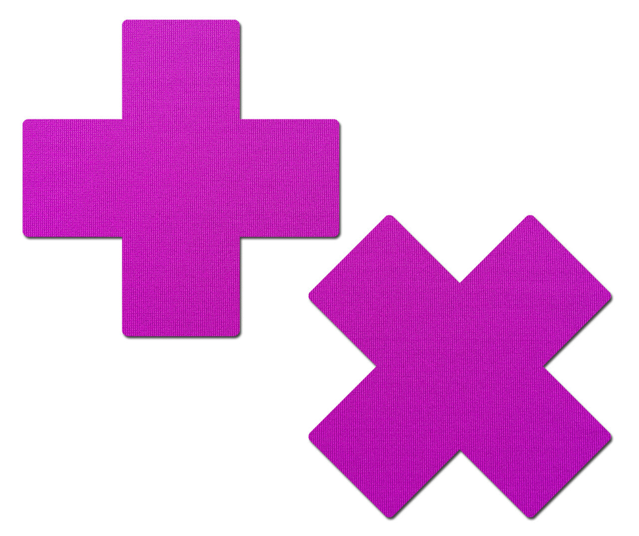 Plus X Neon Purple Blacklight Reactive Cross Nipple Pasties by Pastease