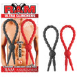 Ram Ultra Clinchers Silicone Lasso/Bolo Cockties in black and red