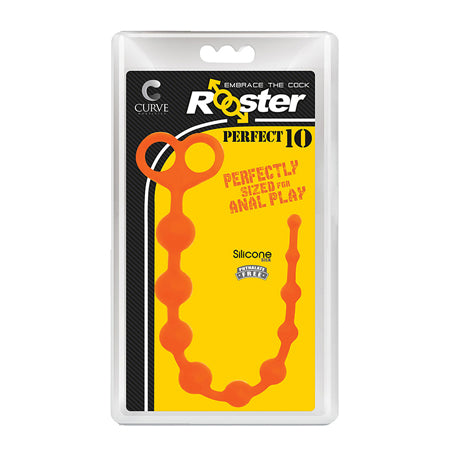 Rooster Perfect 10 Anal Plug Beads - Orange