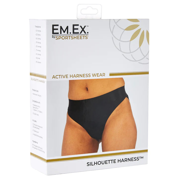 EM.EX. Active Harness Wear - Fit Strap-On Harness Brief By Sportsheets -  Gray, Medium - Waists 25 to 28